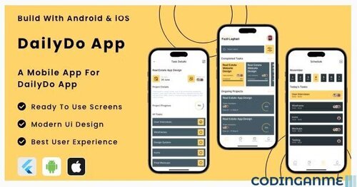 More information about "DailyDo App - Online Daily Task Manager App Flutter | Android | iOS Mobile App Template"