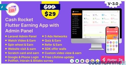 More information about "Cash Rocket – Flutter Online Earning App with Admin Panel"