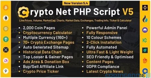 More information about "Crypto Net - CoinMarketCap, Prices, Chart, Exchanges, Crypto Tracker, Calculator & Ticker PHP Script"