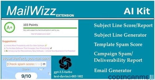 More information about "Mailwizz AI Kit - Spam and Subject Line Scoring with AI Content Generator supporting chatGPT"