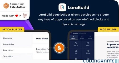 More information about "LaraBuild - Laravel Drag and Drop Page builder and Settings Builder Package"