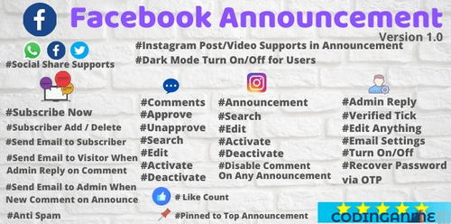 More information about "Facebook Announcement PHP Script with Admin Panel"