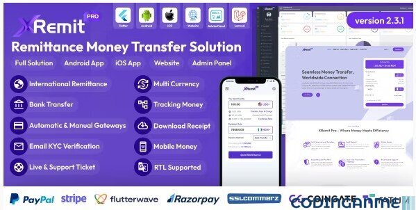 XRemit Pro - Remittance Money Transfer Full Solution