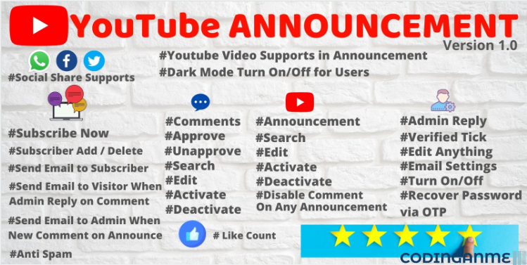 Youtube Announcement PHP Script with Admin Panel