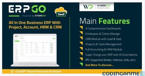 ERPGo SaaS - All In One Business ERP With Project, Account, HRM, CRM & POS