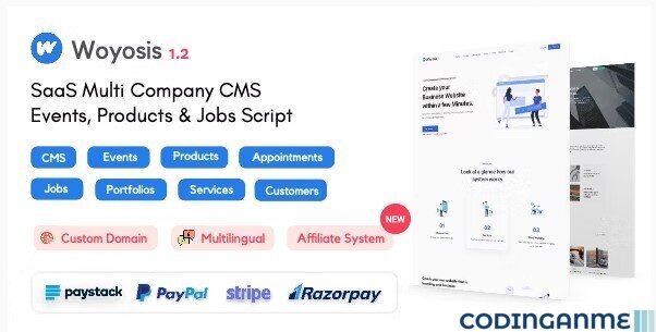 Woyosis - Saas Multi Company CMS - Events - Products & Jobs Script