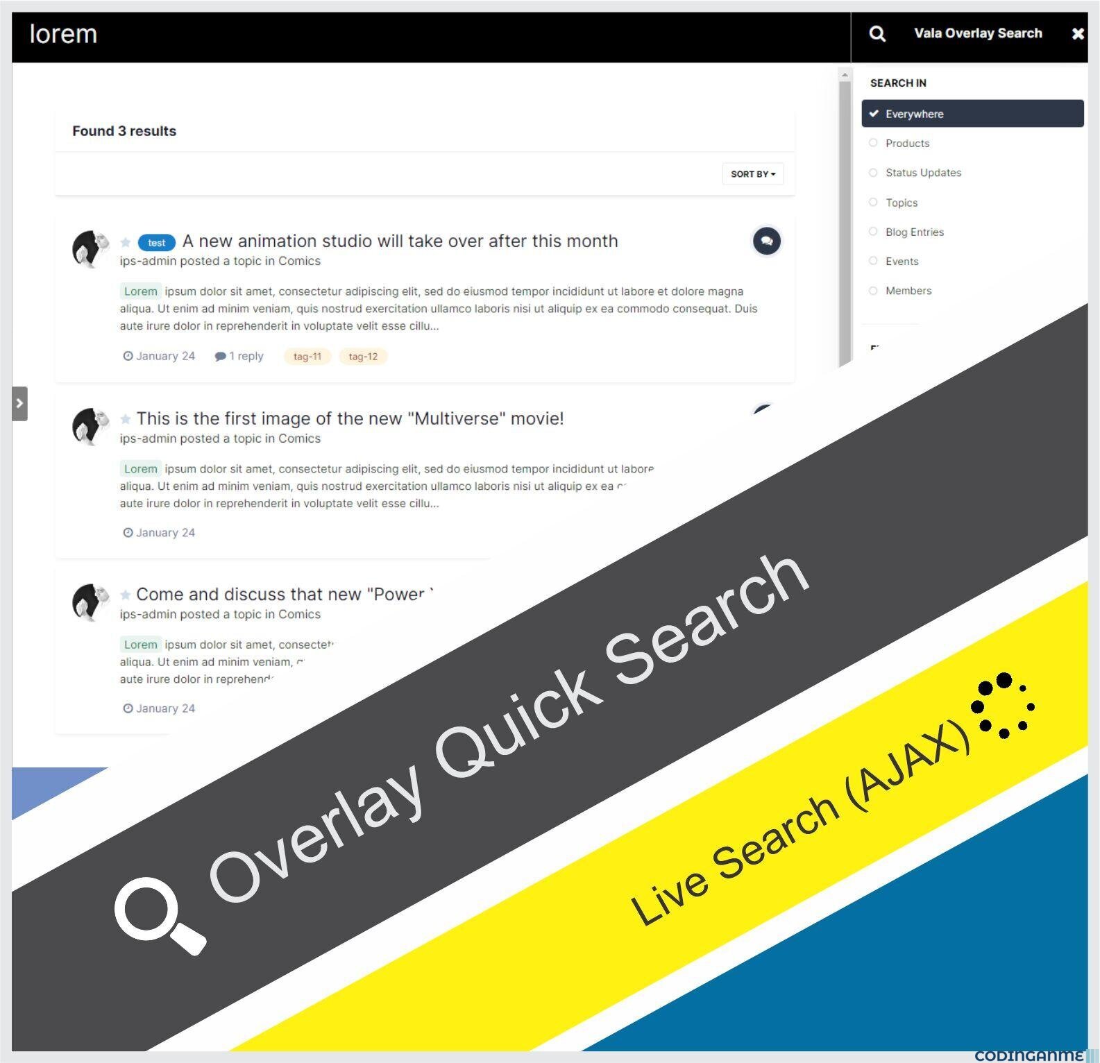 Overlay Live Quick Search 1.3.0