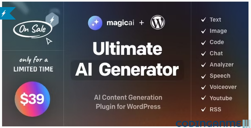 More information about "MagicAI for WordPress - AI Text, Image, Chat, Code, and Voice Generator"