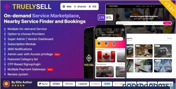 TruelySell - Multi Vendor online Service Booking Marketplace and Nearby Service Finder Software (Web + Android + iOS)