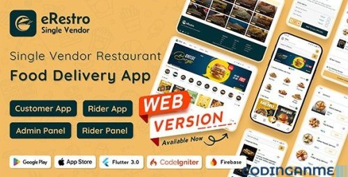 More information about "eRestro - Single Vendor Restaurant Flutter App | Food Ordering App with Admin Panel | Web Version"