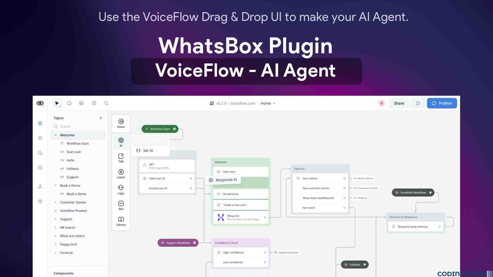 VoiceFlow AI agent for WhatsApp - Plugin for WhatsBox