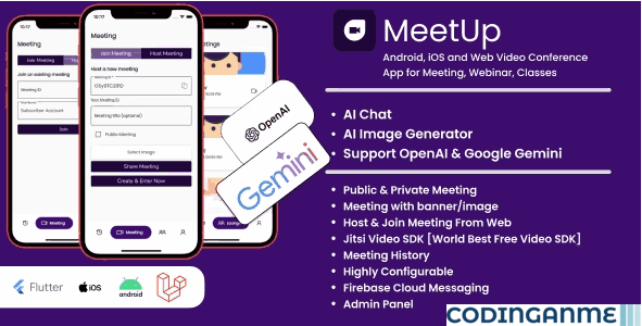 MeetUp - Android, iOS and Web Video Conference App for Meeting, Webinar, Classes