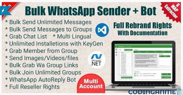 WaSender Bulk WhatsApp Sender + Group Sender + WhatsApp Auto Reply Bot