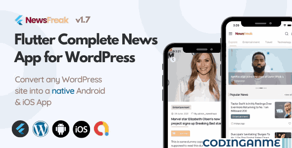 Newsfreak - Flutter Mobile App for WordPress