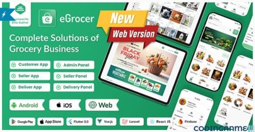 More information about "eGrocer - Online Multi Vendor Grocery Store, eCommerce Flutter Full App | Admin Panel | Web Version"