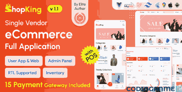 ShopKing - eCommerce App with Laravel Website & Admin Panel with POS | Inventory Management