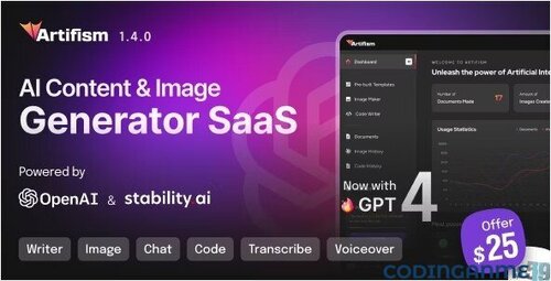 More information about "Artifism - AI Content & Image Generator SaaS"