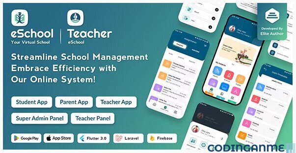 eSchool - School Management System with Student | Parents | Teacher Flutter App | Laravel Admin