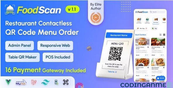 FoodScan - Qr Code Restaurant Menu Maker and Contactless Table Ordering System with Restaurant POS