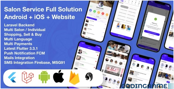 Multi Salon, Individual Appointments Booking System Full App Solution Flutter / Laravel / Angular