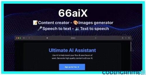 More information about "66aix - AI Content, Chat Bot, Images Generator & Speech to Text (SAAS)"