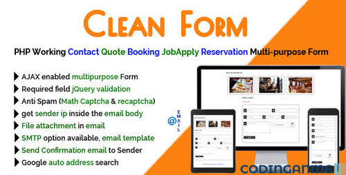 More information about "Clean Form - PHP Working Contact Quote Booking JobApply Reservation Multi-purpose Form"