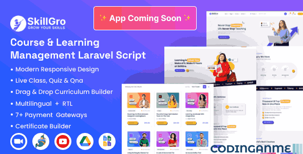 SkillGro - Course & Learning Management System Laravel Script (LMS)