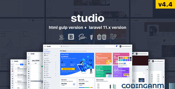 Studio - HTML & Laravel 11.x Bootstrap 5 Admin Template