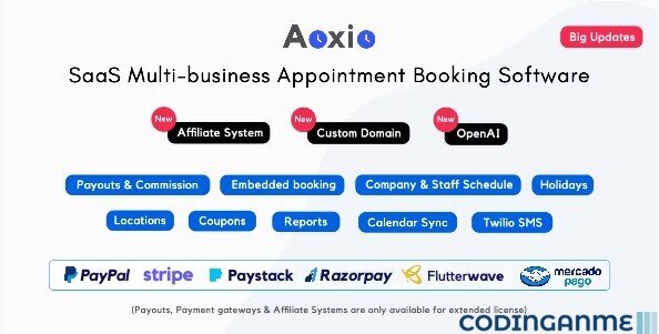 Aoxio - SaaS Multi-Business Service Booking Software