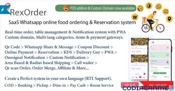 QrexOrder - SaaS Restaurant / QR Menu / WhatsApp Online ordering / Reservation system