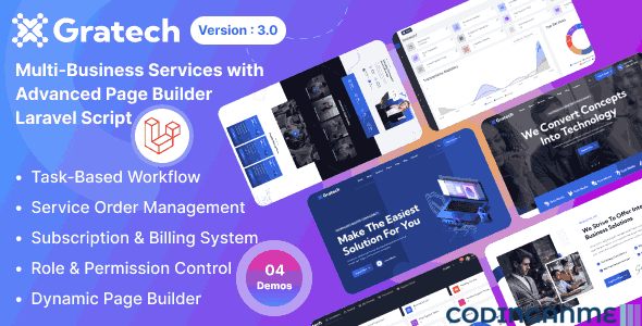 Gratech - Multi-Business Services with Advanced Page Builder & Workflow Tools